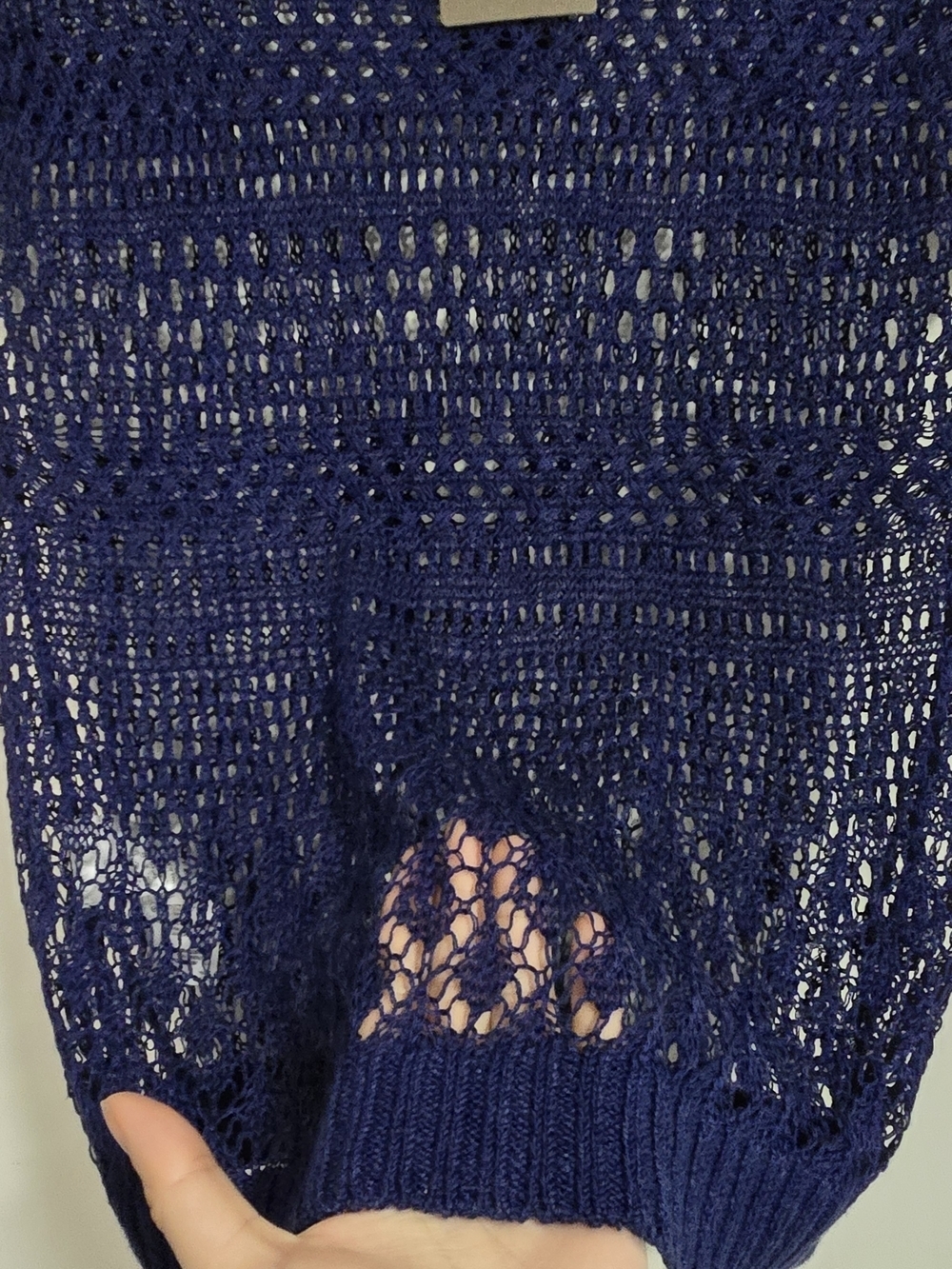 Tommy Bahama Linen crochet open knit Swim coverup Top in Blue beach Coastal Pool - Picture 6 of 7